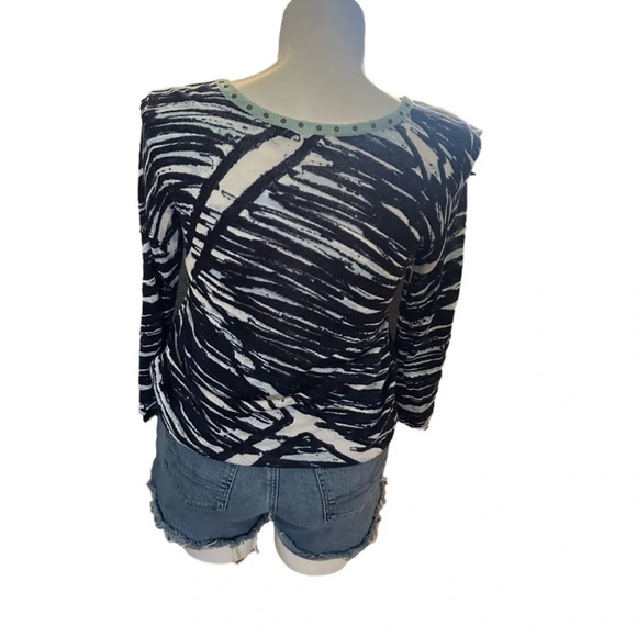 ZOZO Linen Blend Patterned V-Neck Sweater Size M - Picture 2 of 4